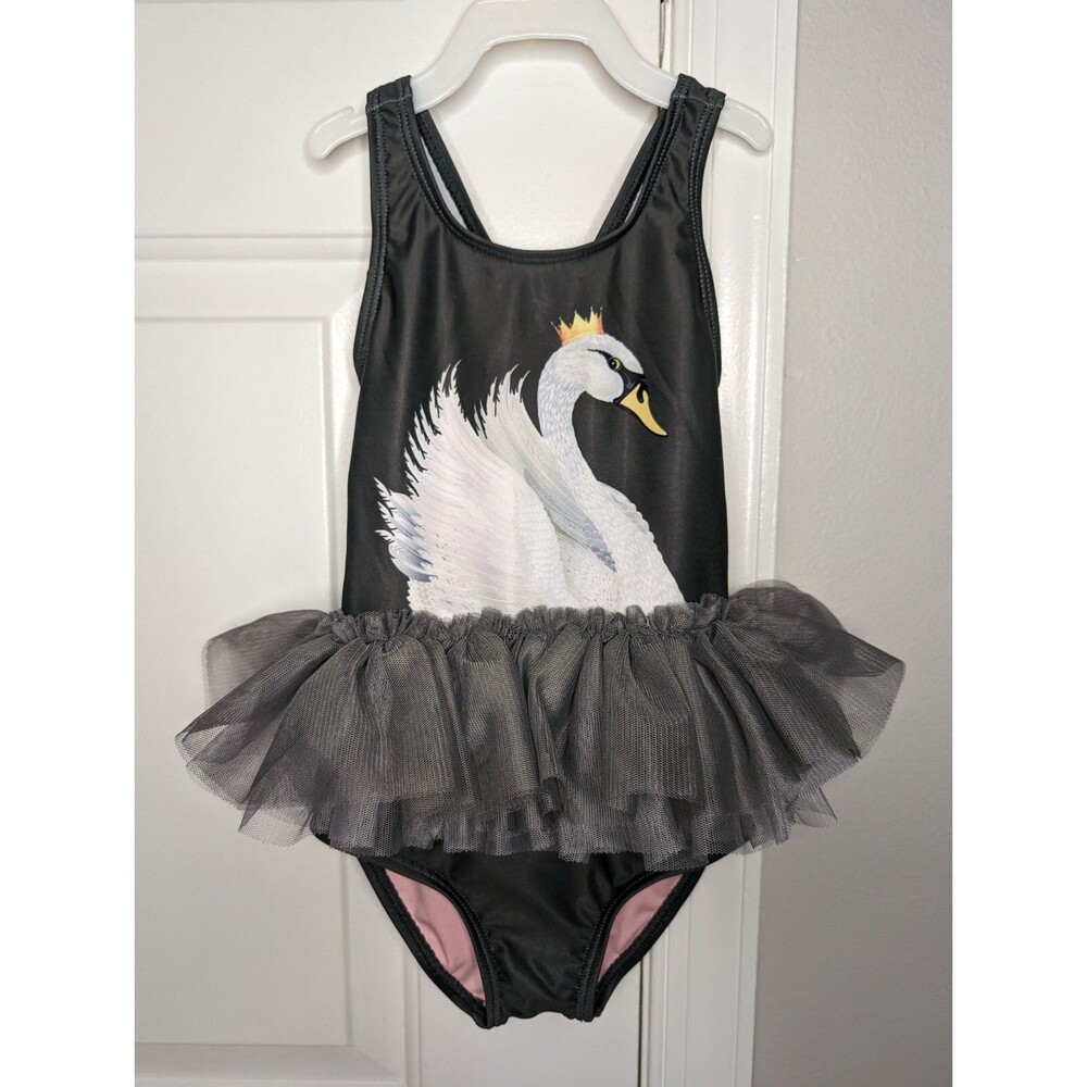 Adorable Swimsuit Rock Your Baby Black Swan Lake W/ Gray Tutu Size 18-24 Months